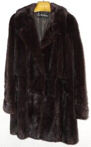 GARTENHAUS Vintage Genuine Real Ranch Dark Mahogany Mink Fur Coat Jacket sz M